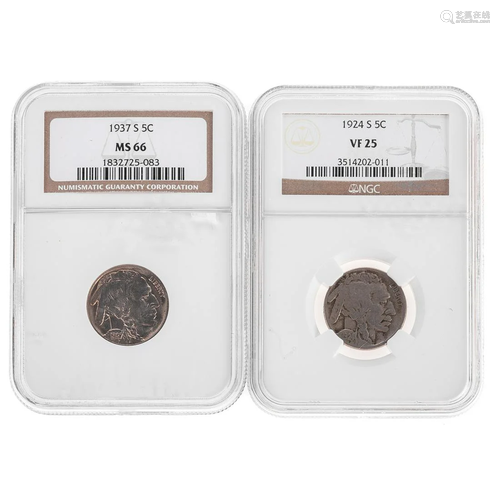 A Pair of Nice NGC Graded Buffalo Nickels