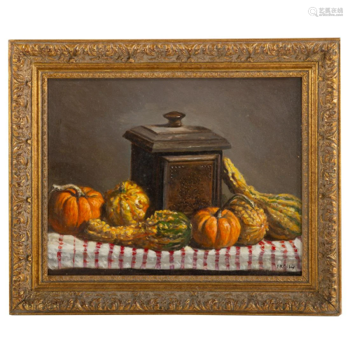 Nathaniel K. Gibbs. Still Life with Gourd, oil