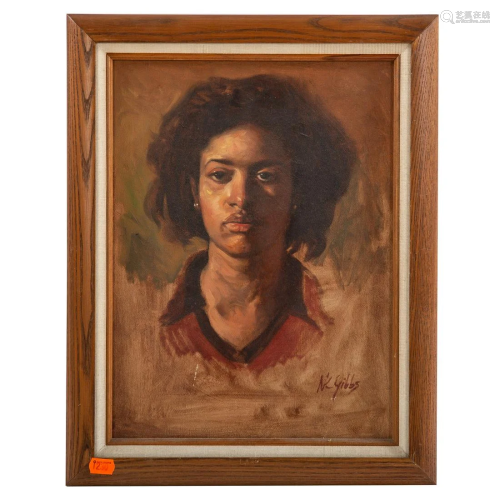 Nathaniel K. Gibbs. Portrait of Woman, oil