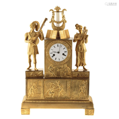 French Empire Gilt Bronze Mantel Clock