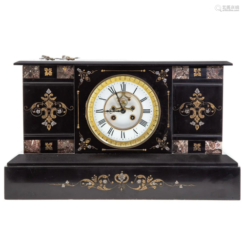 Classical Inlaid Granite Mantel Clock