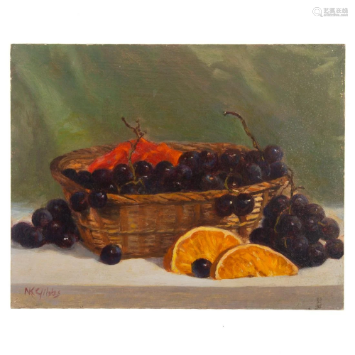 Nathaniel K. Gibbs. Basket of Grapes, oil
