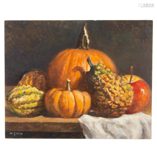 Nathaniel K. Gibbs. Still Life with Pumpkin, oil