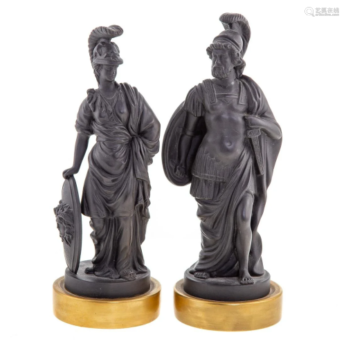 Pair of Mottahedeh Black Basalt Classical Figures
