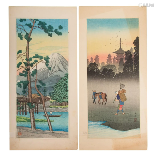 Hiroaki Takahashi. Two Color Woodblock Prints