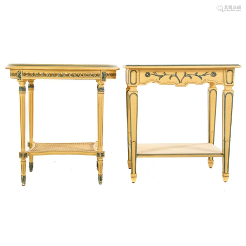 Two Louis XVI Style Painted Tables by Jules Rist