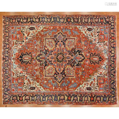 Antique Heriz Carpet, Persia, 9.7 x 12.3