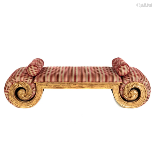 Neoclassical Style Giltwood Upholstered Bench