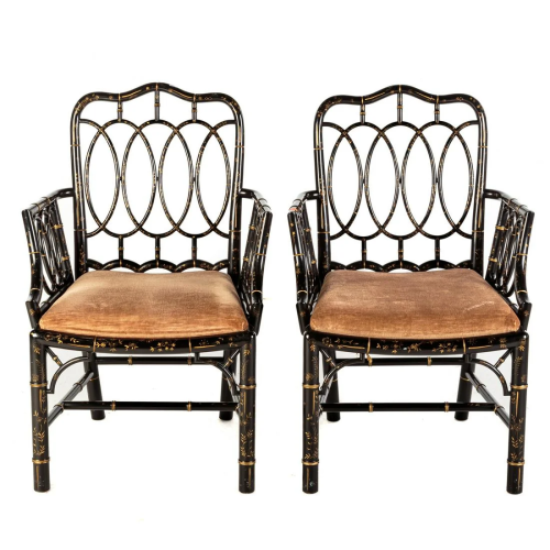 Pair of Baker Furniture Georgian Style Arm Chairs