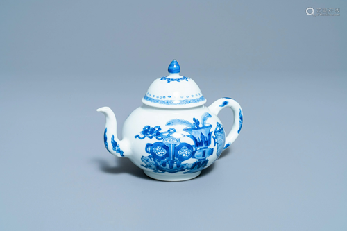 A Chinese blue and white teapot and cover with