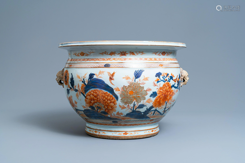 A large Chinese Imari-style fish bowl, Kangxi