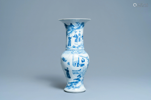 A Chinese blue and white narrative subject yenyen vase,