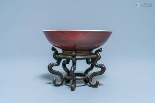 A Chinese monochrome liver-red bowl, 19th C.