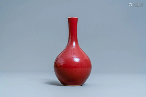 A Chinese monochrome sang de boeuf-glazed bottle vase,