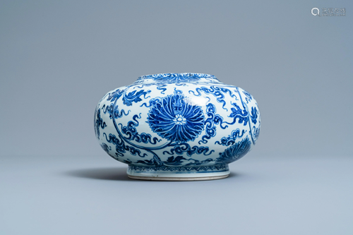 A Chinese blue and white lotus scroll vase, Xuande