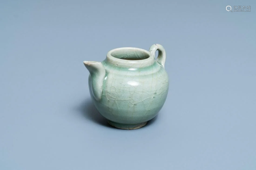 A Chinese monochrome celadon-glazed teapot, Ming