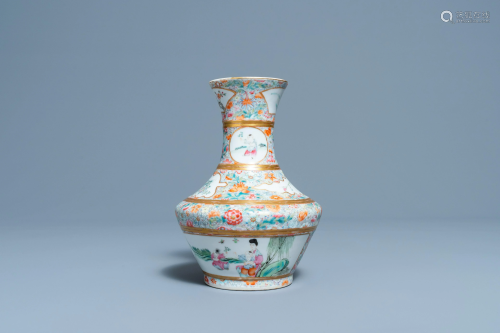 A Chinese famille rose millefleurs vase, Jingdezhen