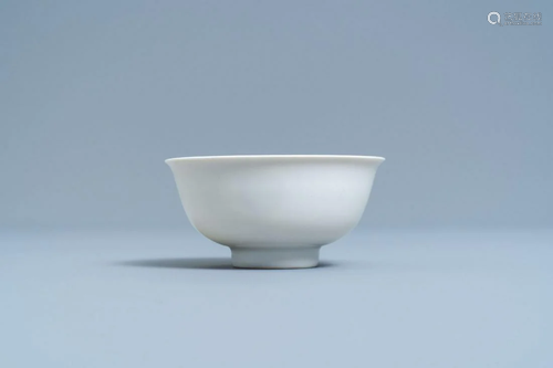 A Chinese monochrome white-glazed anhua-decorated