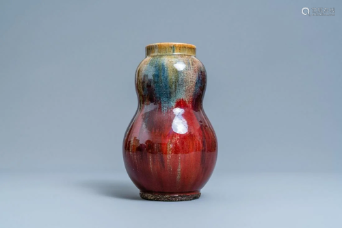 A Chinese flambŽ-glazed pear-shaped vase, 19th C.
