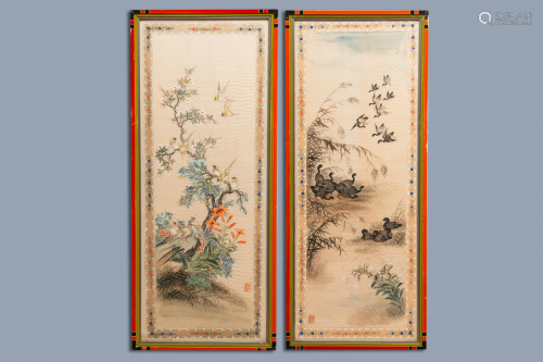 Chinese school, ink and colour on textile, 19/20th C.:
