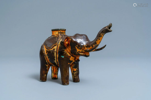 A Vietnamese gilt-lacquered bronze 'elephant' censer,