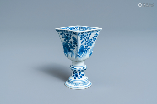 A rare Chinese blue and white tapered square