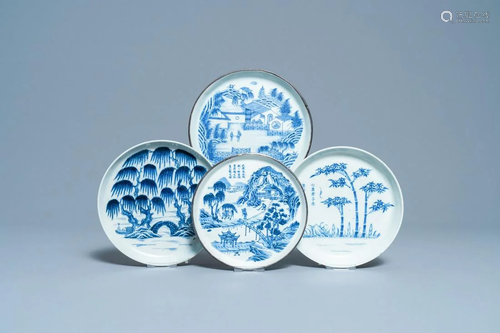 Four Chinese blue and white Vietnamese market 'Bleu de