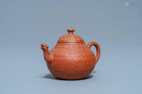 A Chinese Yixing stoneware dragon-spouted teapot and