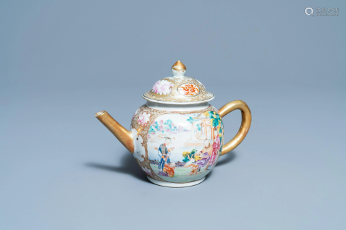 A Chinese famille rose 'Mandarin' teapot and cover,
