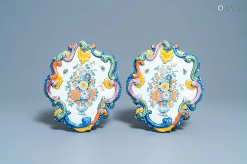 A pair of fine polychrome Dutch Delft plaques with
