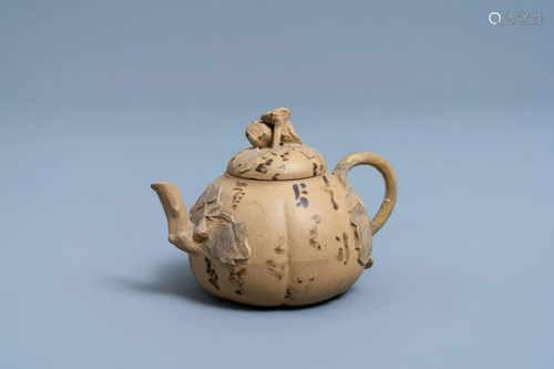 A bichrome Chinese Yixing stoneware teapot and cover