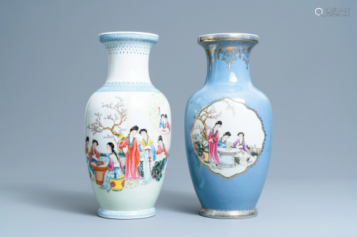 Two fine Chinese famille rose vases, Qianlong marks,