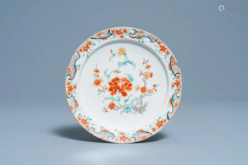 A polychrome petit feu Dutch Delft floral chinoiserie