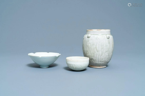 Two Chinese qingbai bowls and an urn, Song