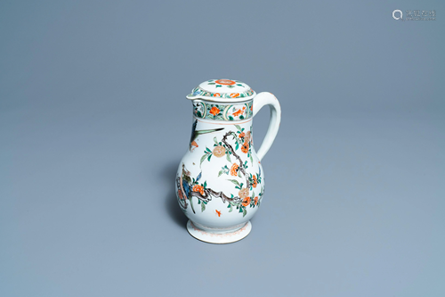 A Chinese famille verte ewer and cover, Kangxi