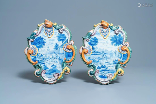 A pair of polychrome Dutch Delft plaques with