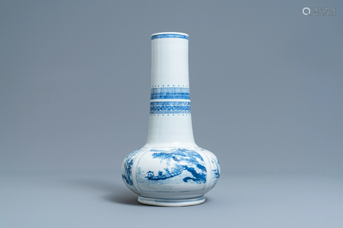 A Chinese blue and white bottle vase, Chenghua mark,