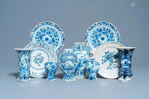 A varied collection of blue and white Dutch Delft