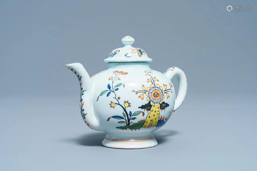 A polychrome French faience teapot and cover, Sinceny,