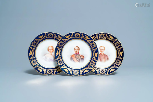 Three Svres plates with portraits of Napoleon III,