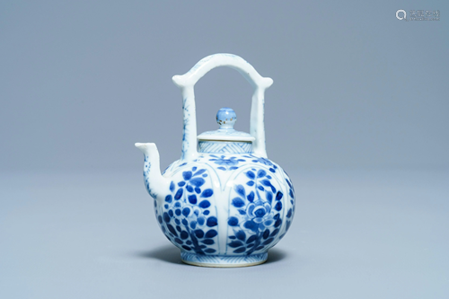 A Chinese blue and white miniature teapot, Kangxi