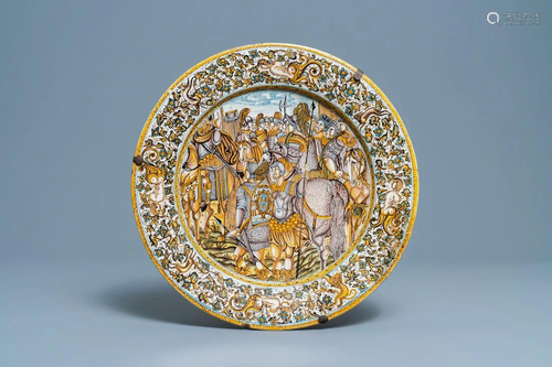 A large Italian maiolica armorial charger, Francesco