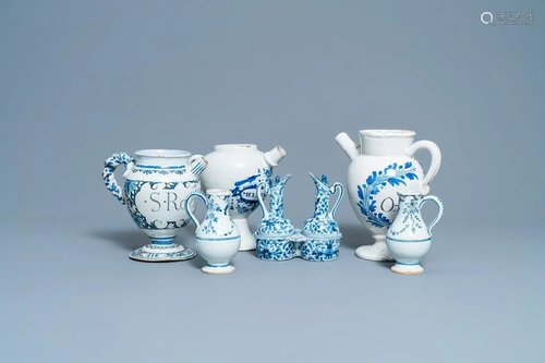 Three blue and white Dutch Delft, Nevers and Rouen wet