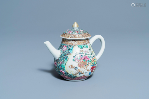 A fine Chinese famille rose teapot and cover, Yongzheng