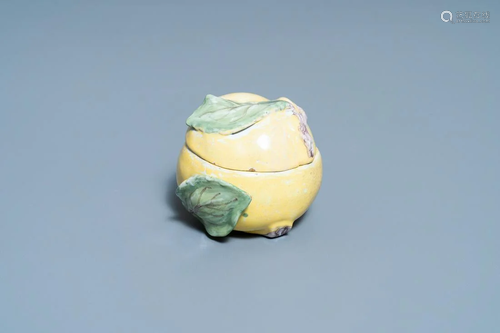 A small polychrome French faience apple-shaped tureen