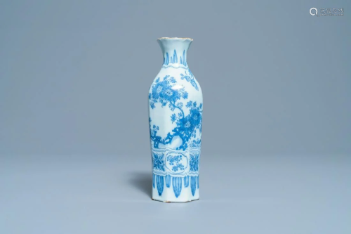 An octagonal Dutch Delft blue and white chinoiserie