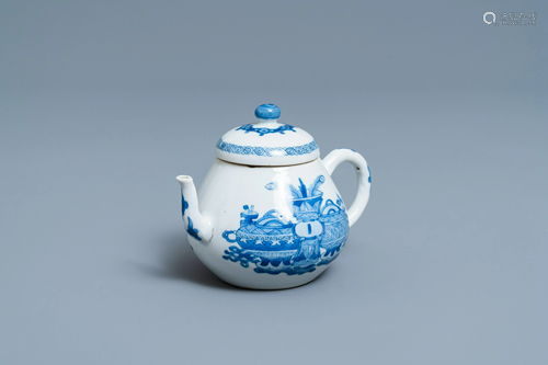 A Chinese blue and white teapot and cover with