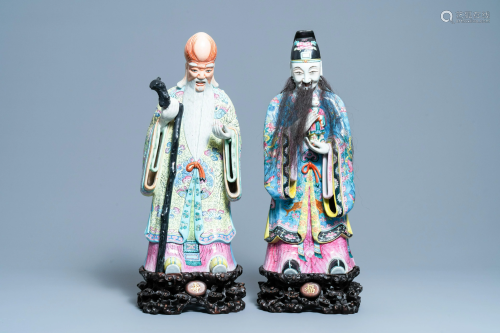 Two tall Chinese famille rose 'Star god' figures, 19th