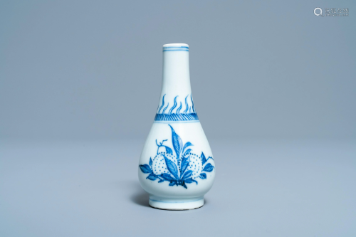 A Chinese blue and white pear-shaped 'poem' vase,