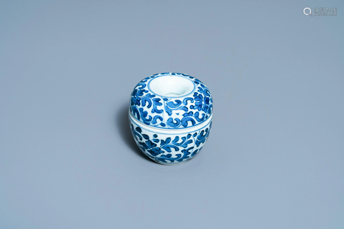 A Chinese blue and white two-piece brush washer, Kangxi